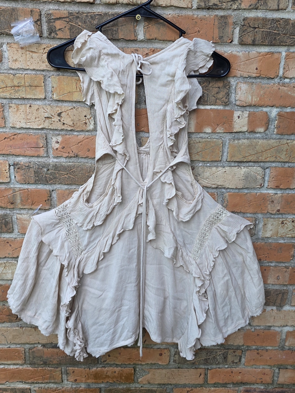 Free People Cream Ruffled Mini Dress - Picture 7 of 14